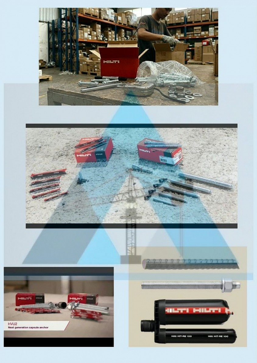 Hilti anchoring products for professional contruction and industrial applications. Product selection can be supplied according to project requirements.